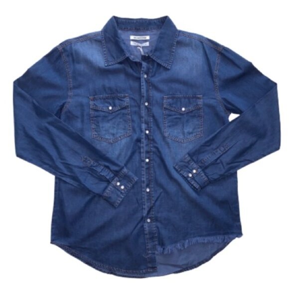 One Teaspoon Denim Button Down front Jean Shirt Chambray Dark wash Size XS - Picture 7 of 16